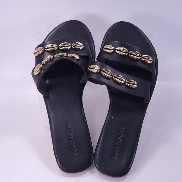 Salt+umber Slip On Casual Leather Open Back Sandals Womens Size 7 Black - Picture 4 of 8